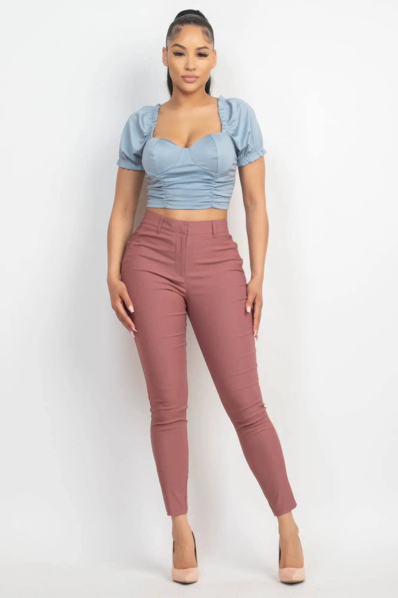 Ruching Puff Sleevetop