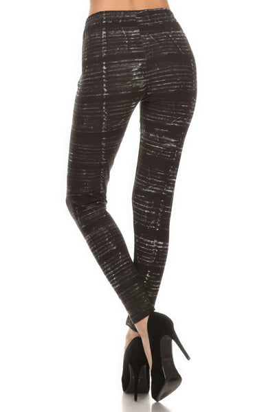 Tie Dye Print, Full Length Leggings In A Fitted Style With A Banded High Waist