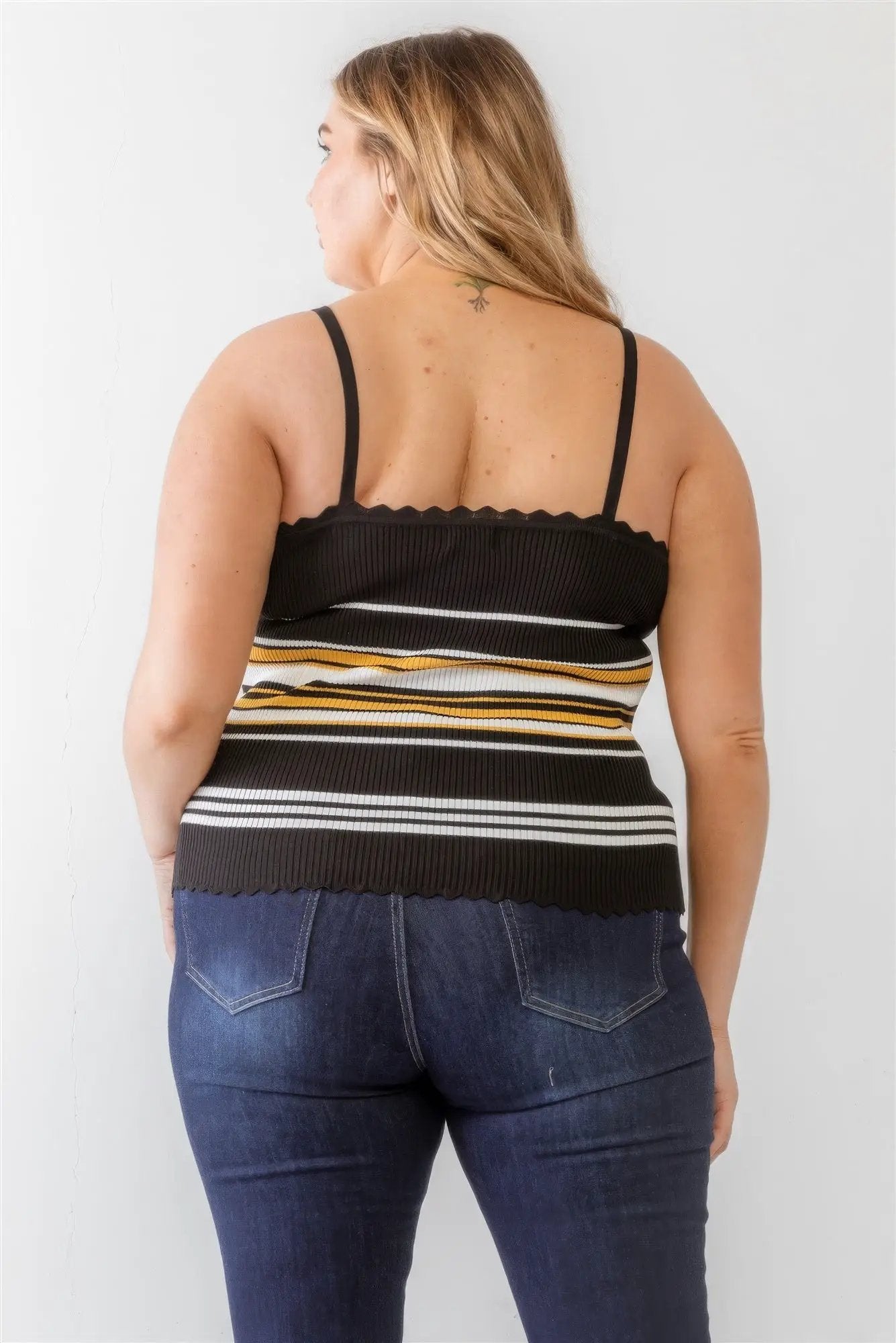 Plus Ribbed Ruffle Tank Top