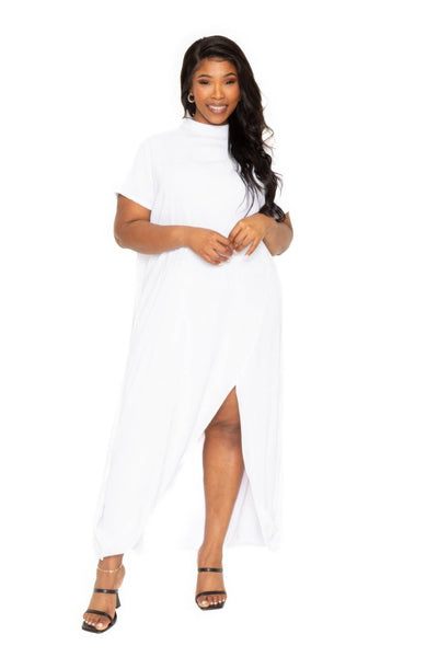 Mock neck back cape dress - AMIClubwear