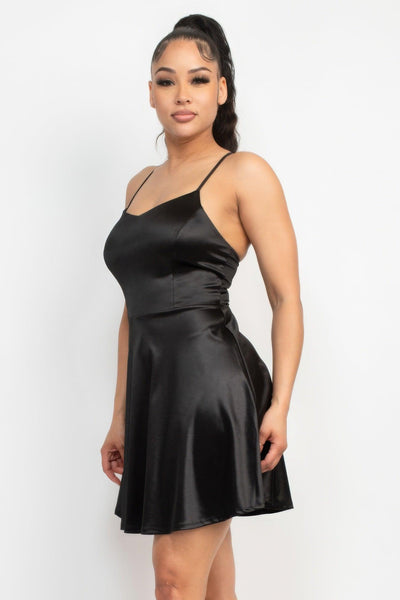 Crisscross A-line Cinched Skater Dress - AMIClubwear