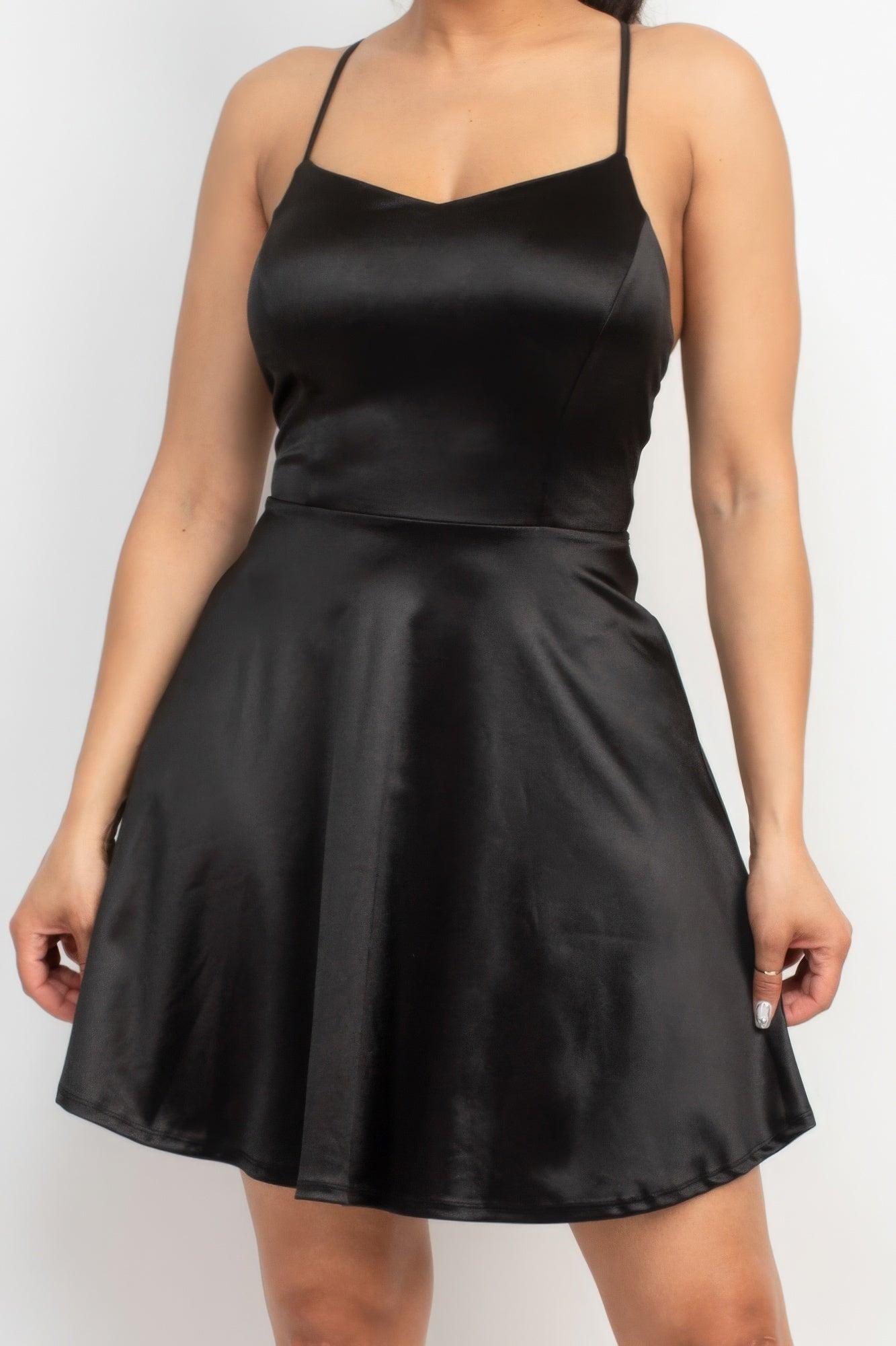 Crisscross A-line Cinched Skater Dress - AMIClubwear