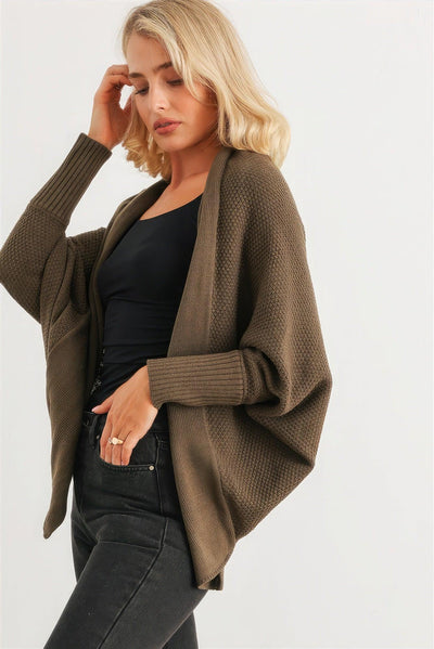 Batwing Sleeve Open Front Cardigan - AMIClubwear