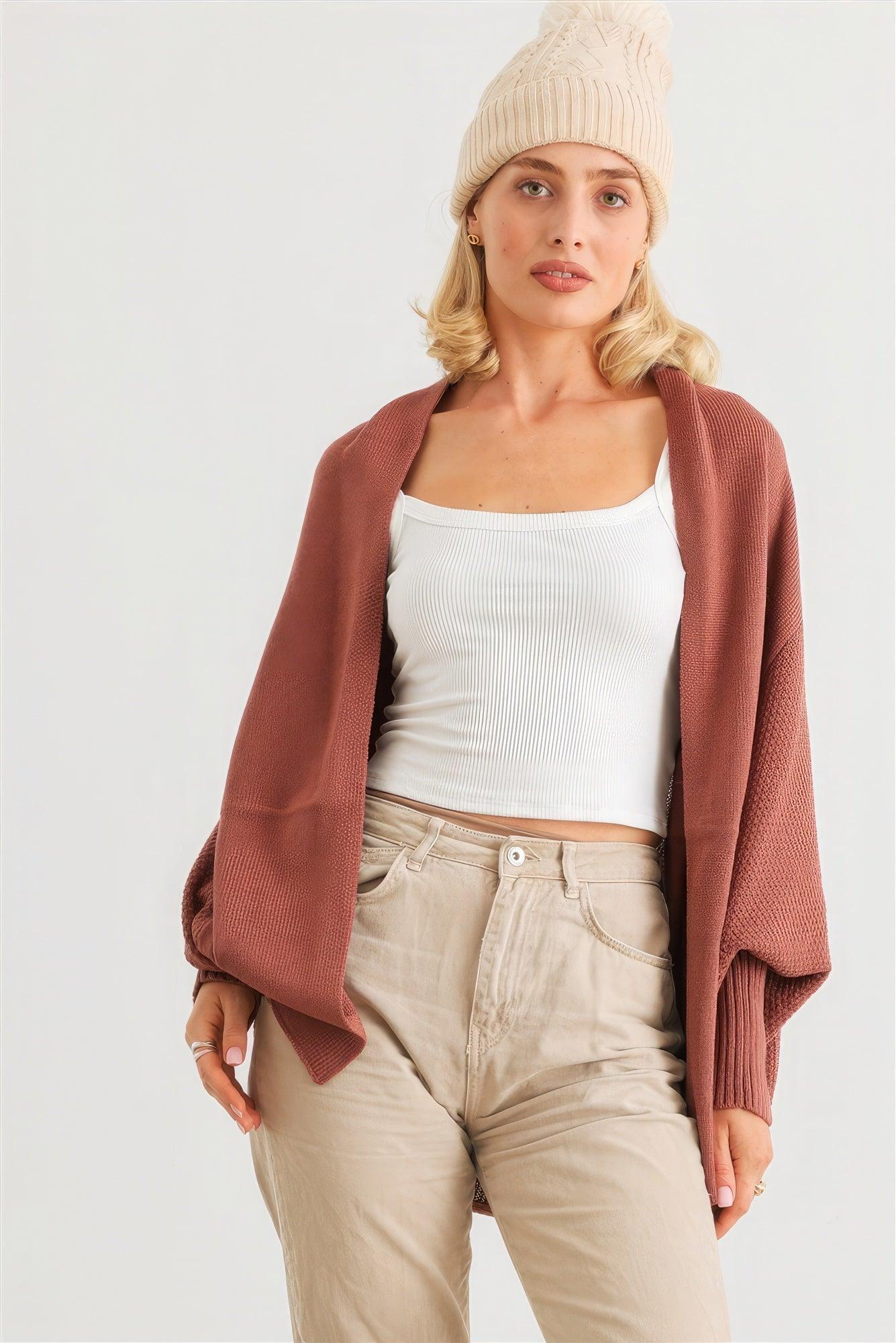 Batwing Sleeve Open Front Cardigan - AMIClubwear