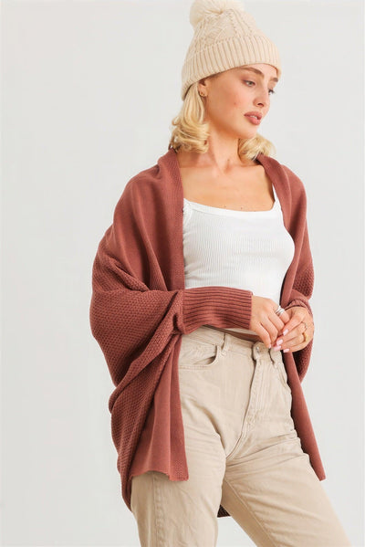 Batwing Sleeve Open Front Cardigan - AMIClubwear