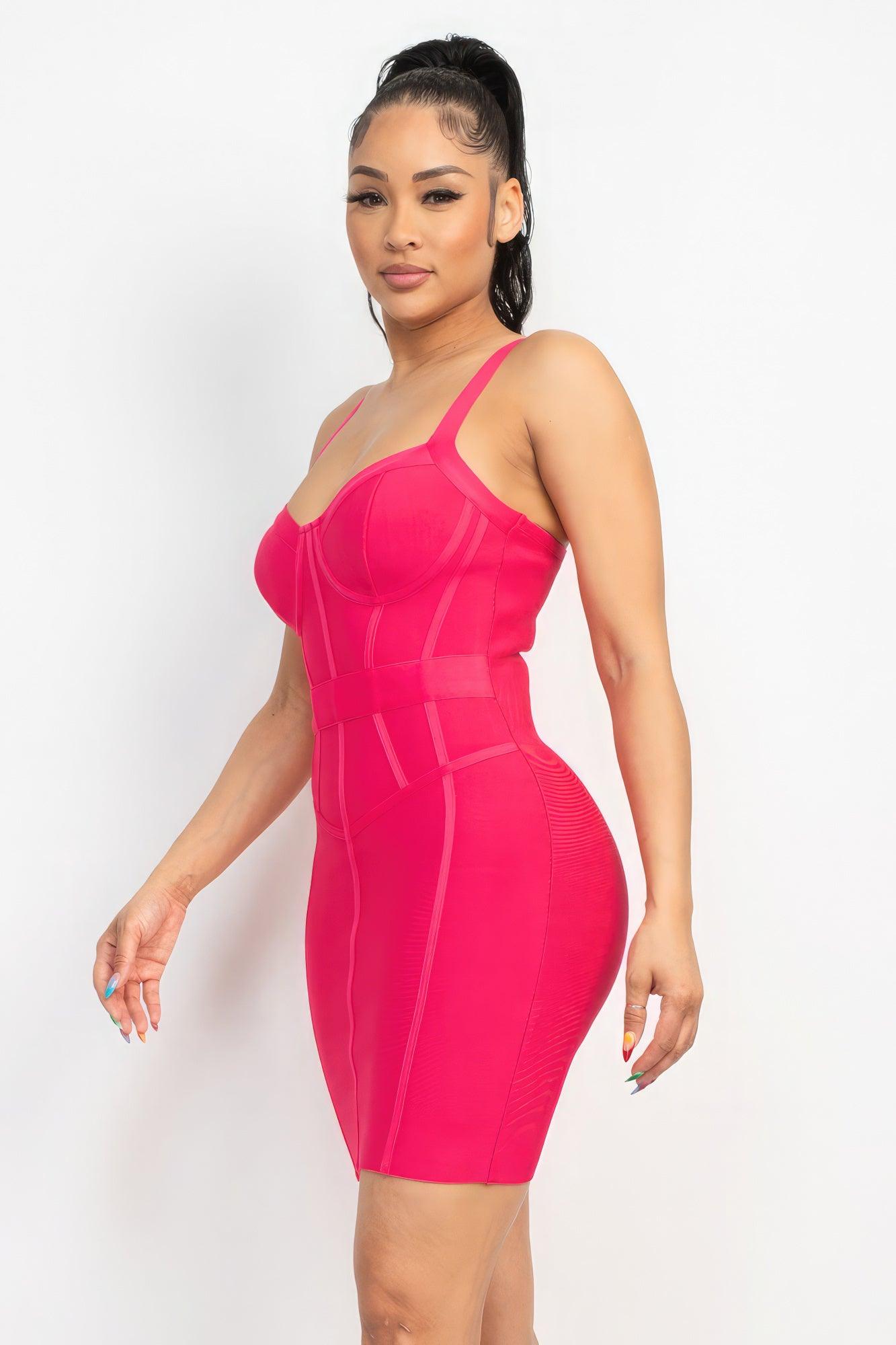 Sweetheart Wide Strap Bandage Dress - AMIClubwear