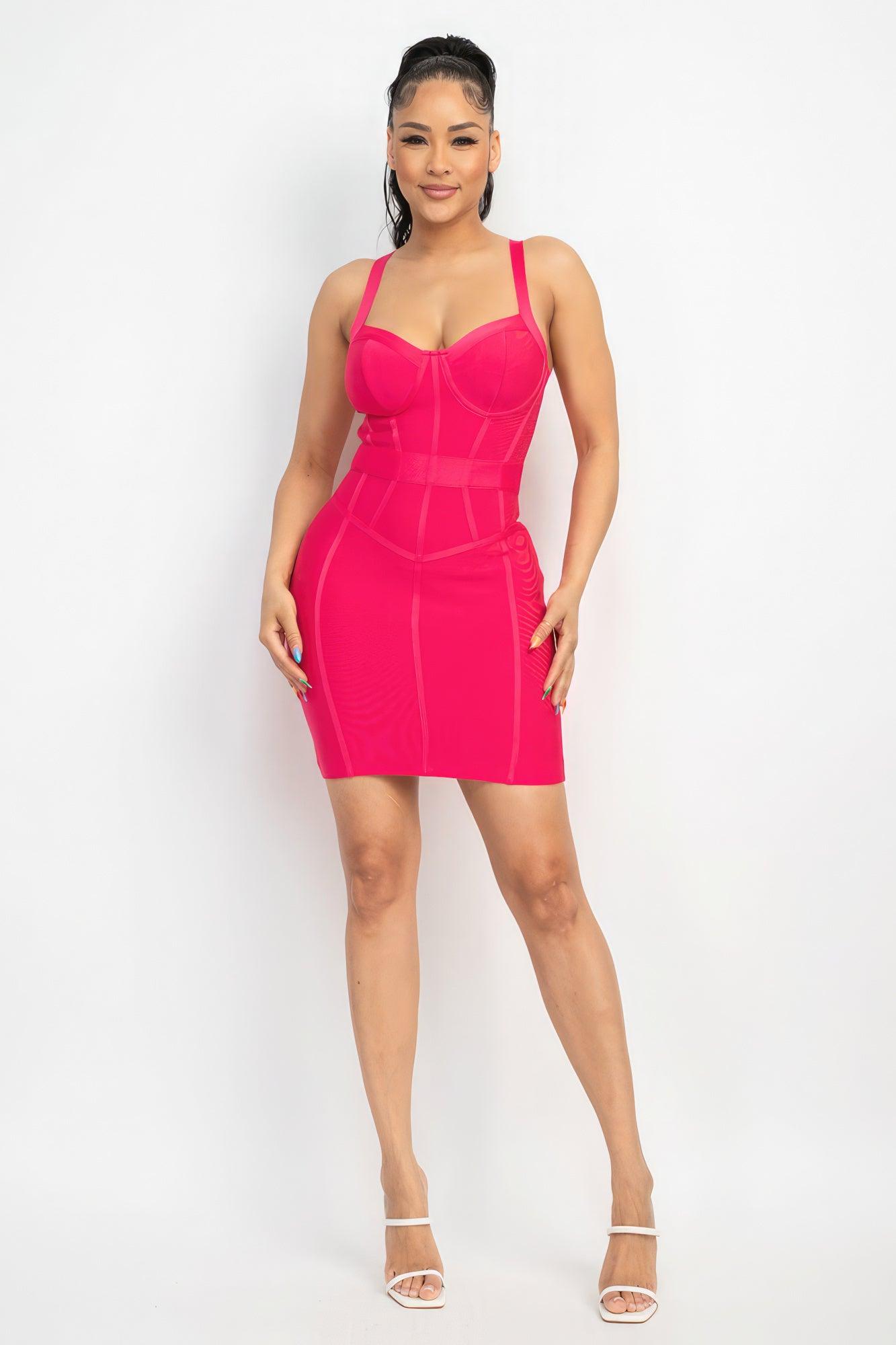 Sweetheart Wide Strap Bandage Dress - AMIClubwear