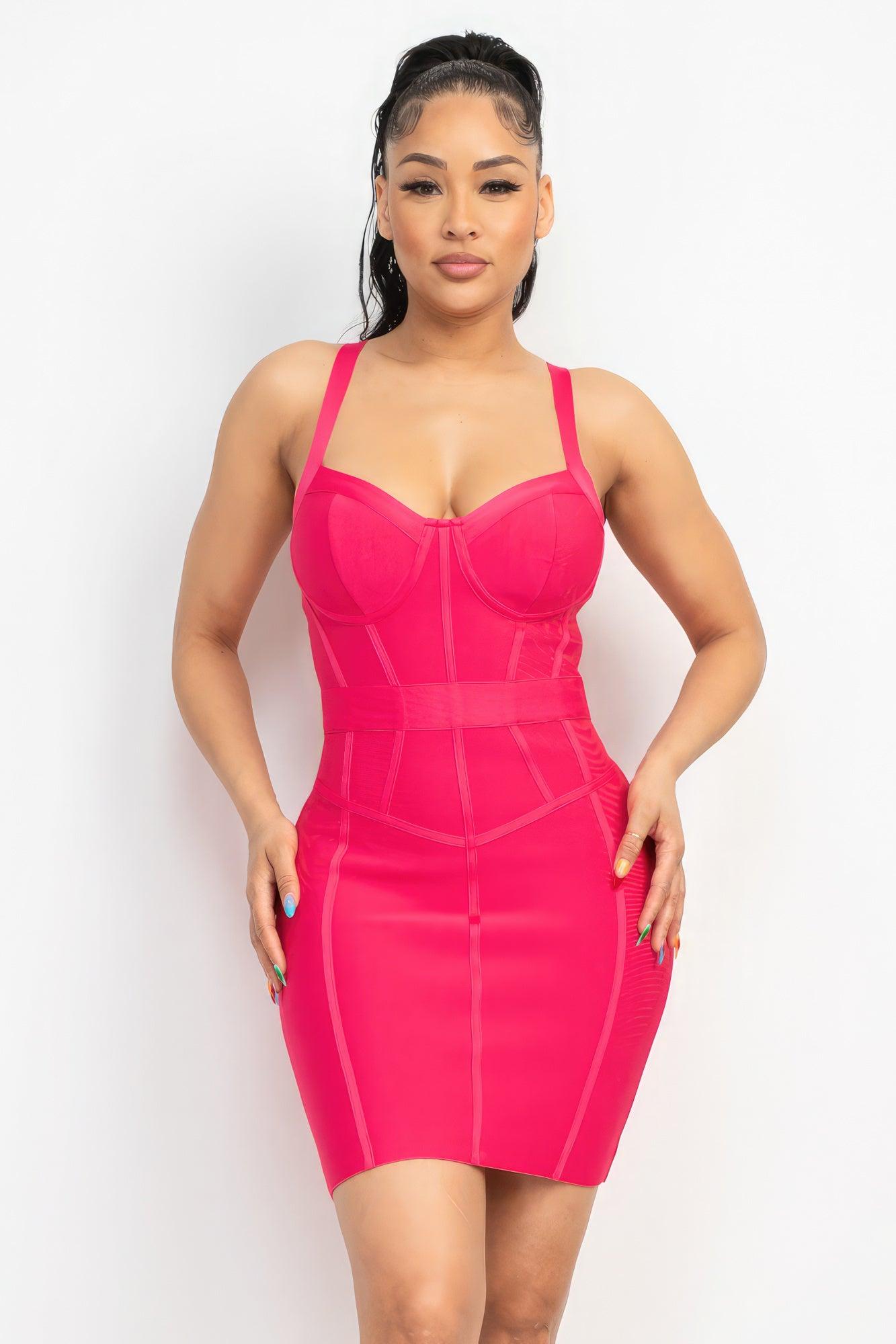 Sweetheart Wide Strap Bandage Dress - AMIClubwear