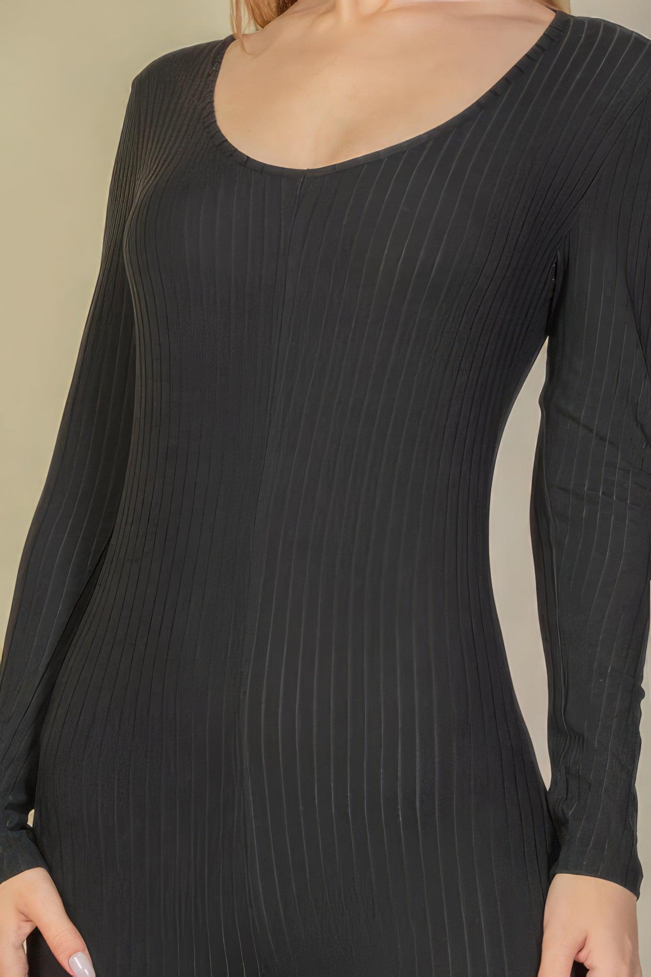 Ribbed Scoop Neck Long Sleeve Jumpsuit - AMIClubwear