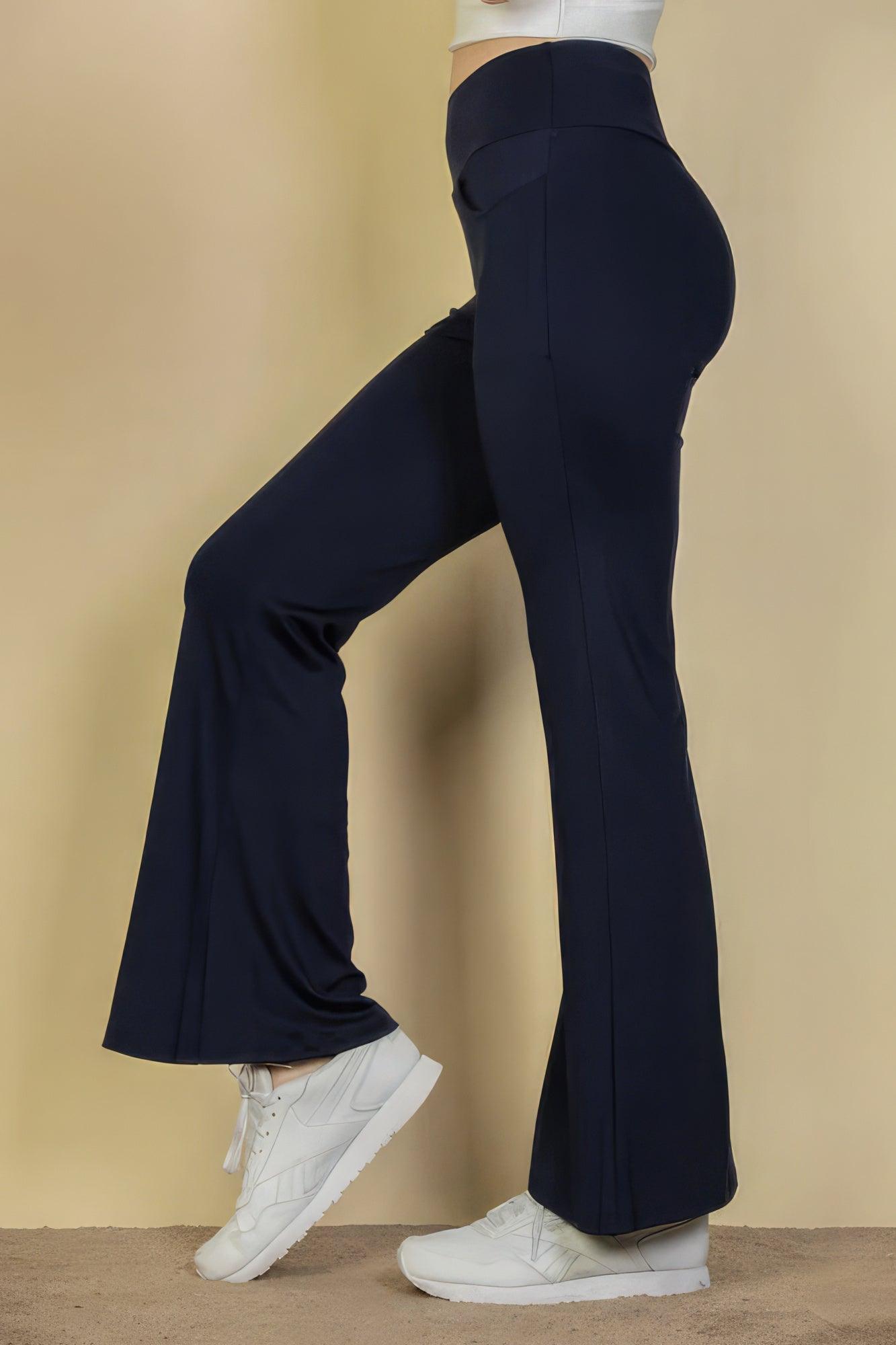 High Waisted Front Pocket Flare Pants - AMIClubwear