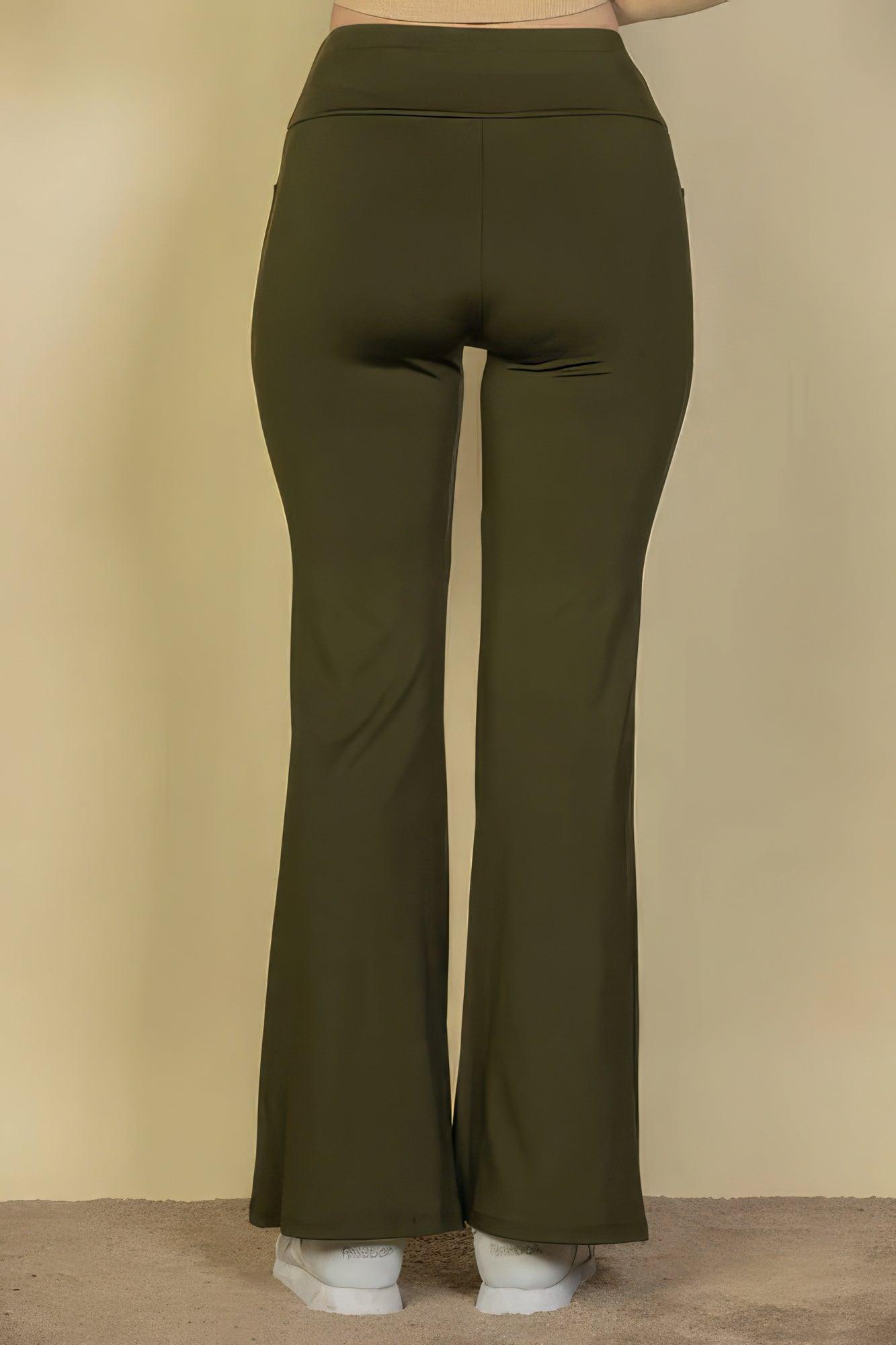 High Waisted Front Pocket Flare Pants - AMIClubwear