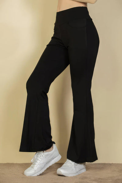 High Waisted Front Pocket Flare Pants - AMIClubwear