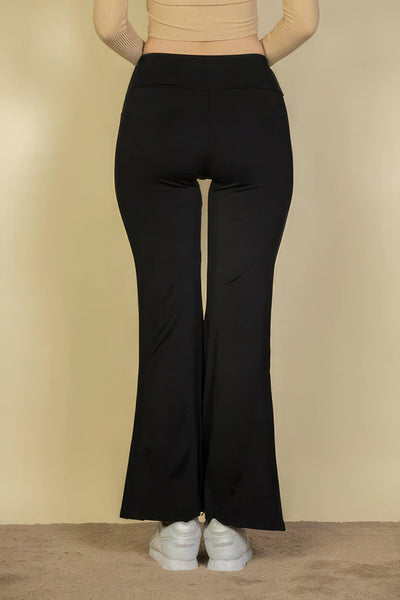 High Waisted Front Pocket Flare Pants - AMIClubwear