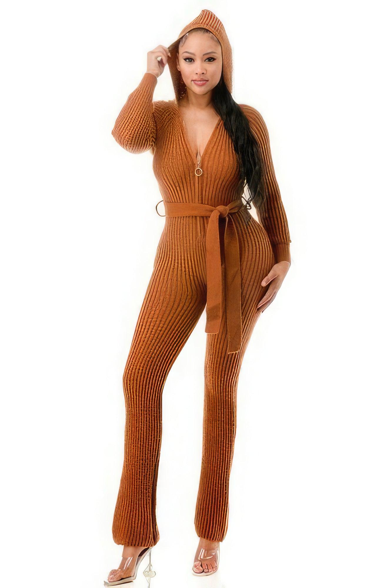 Monroe Hooded Jumpsuit - AMIClubwear