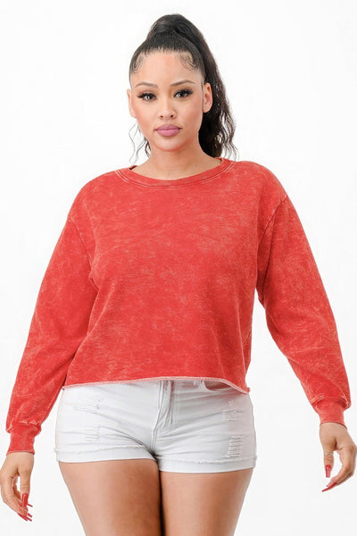 Washed French Terry Cropped Sweatshirts - AMIClubwear