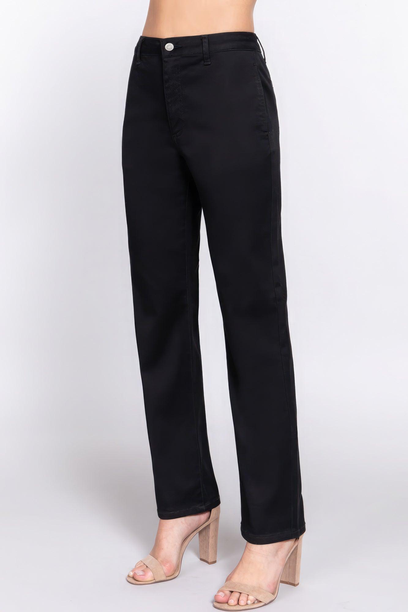 Straight Fit Twill Long Pants - AMIClubwear