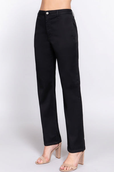 Straight Fit Twill Long Pants - AMIClubwear