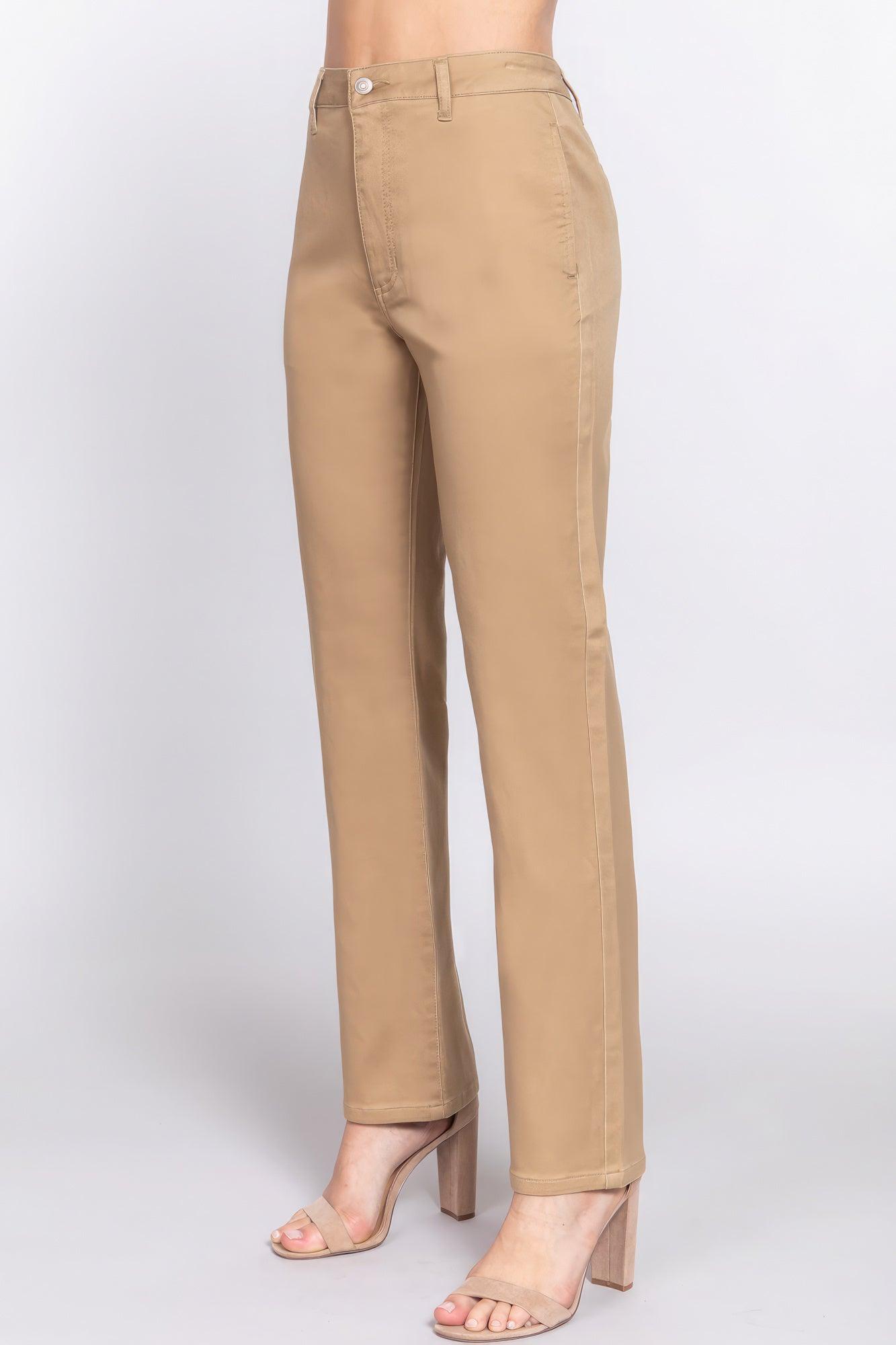 Straight Fit Twill Long Pants - AMIClubwear