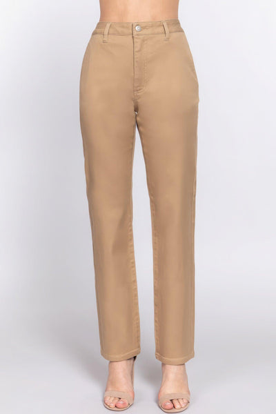 Straight Fit Twill Long Pants - AMIClubwear