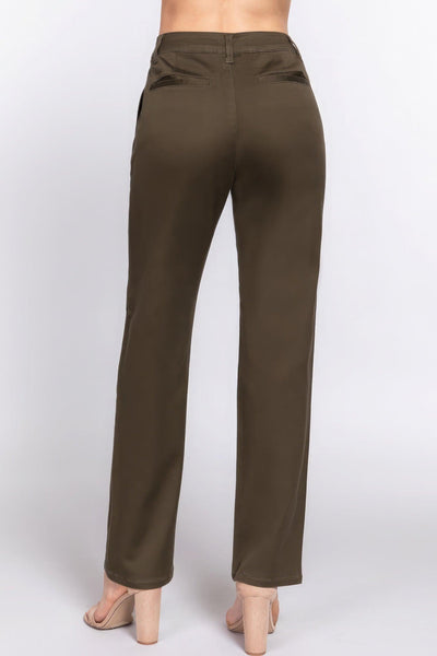 Straight Fit Twill Long Pants - AMIClubwear