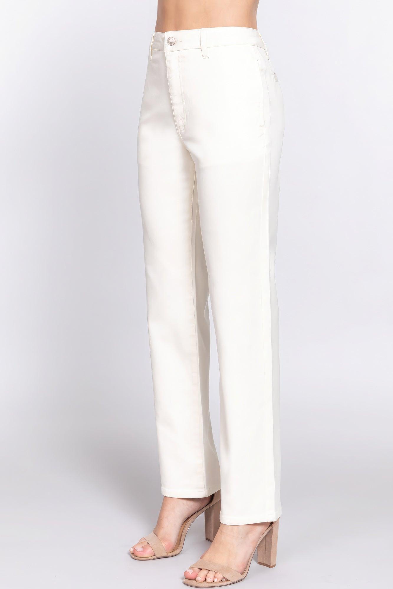 Straight Fit Twill Long Pants - AMIClubwear