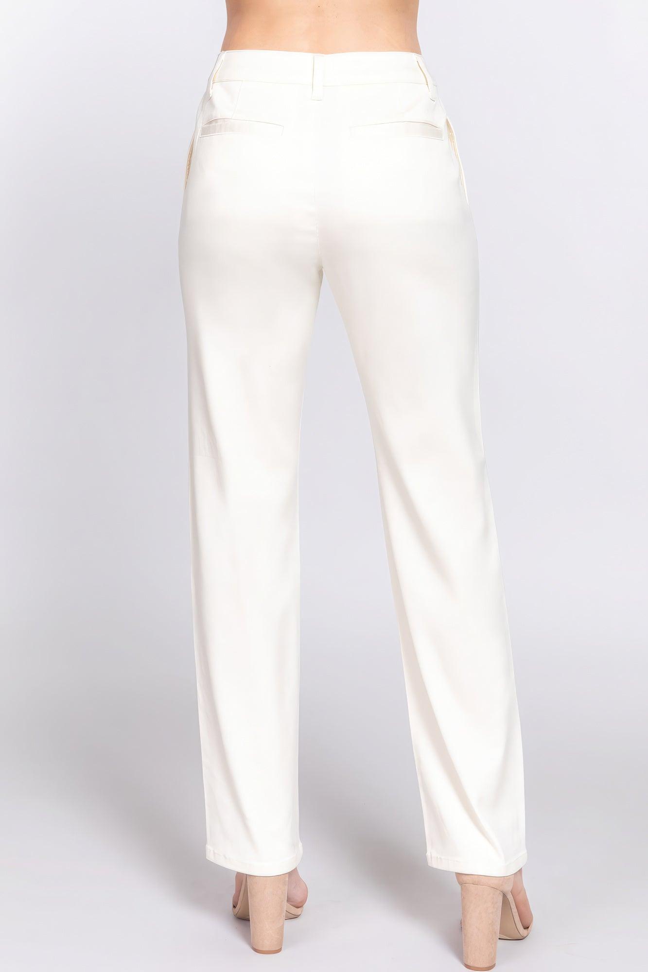 Straight Fit Twill Long Pants - AMIClubwear