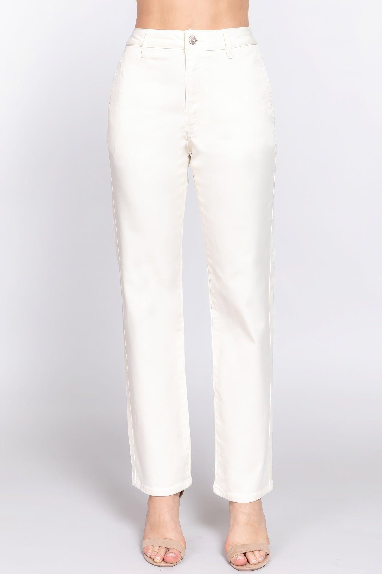 Straight Fit Twill Long Pants - AMIClubwear