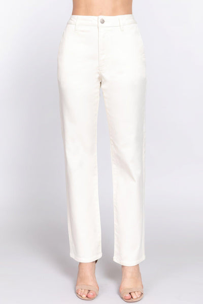 Straight Fit Twill Long Pants - AMIClubwear