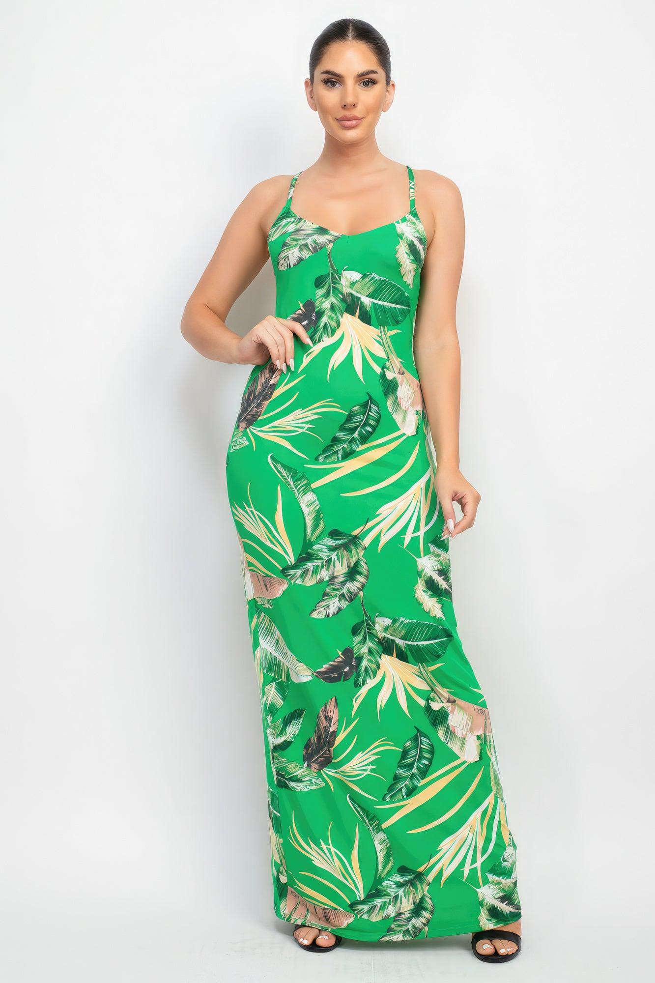 Scoop Tropical Print Maxi Dress - AMIClubwear