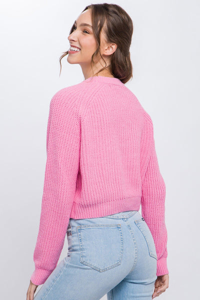 Knit Pullover Sweater With Cold Shoulder Detail - AMIClubwear