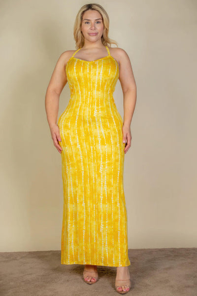 Plus Size Tie Dye Printed Cami Bodycon Maxi Dress - AMIClubwear