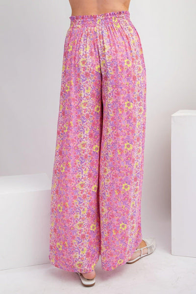 Floral Print Gauze Palazzo Pants - AMIClubwear