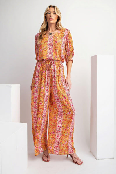 Floral Print Gauze Palazzo Pants - AMIClubwear