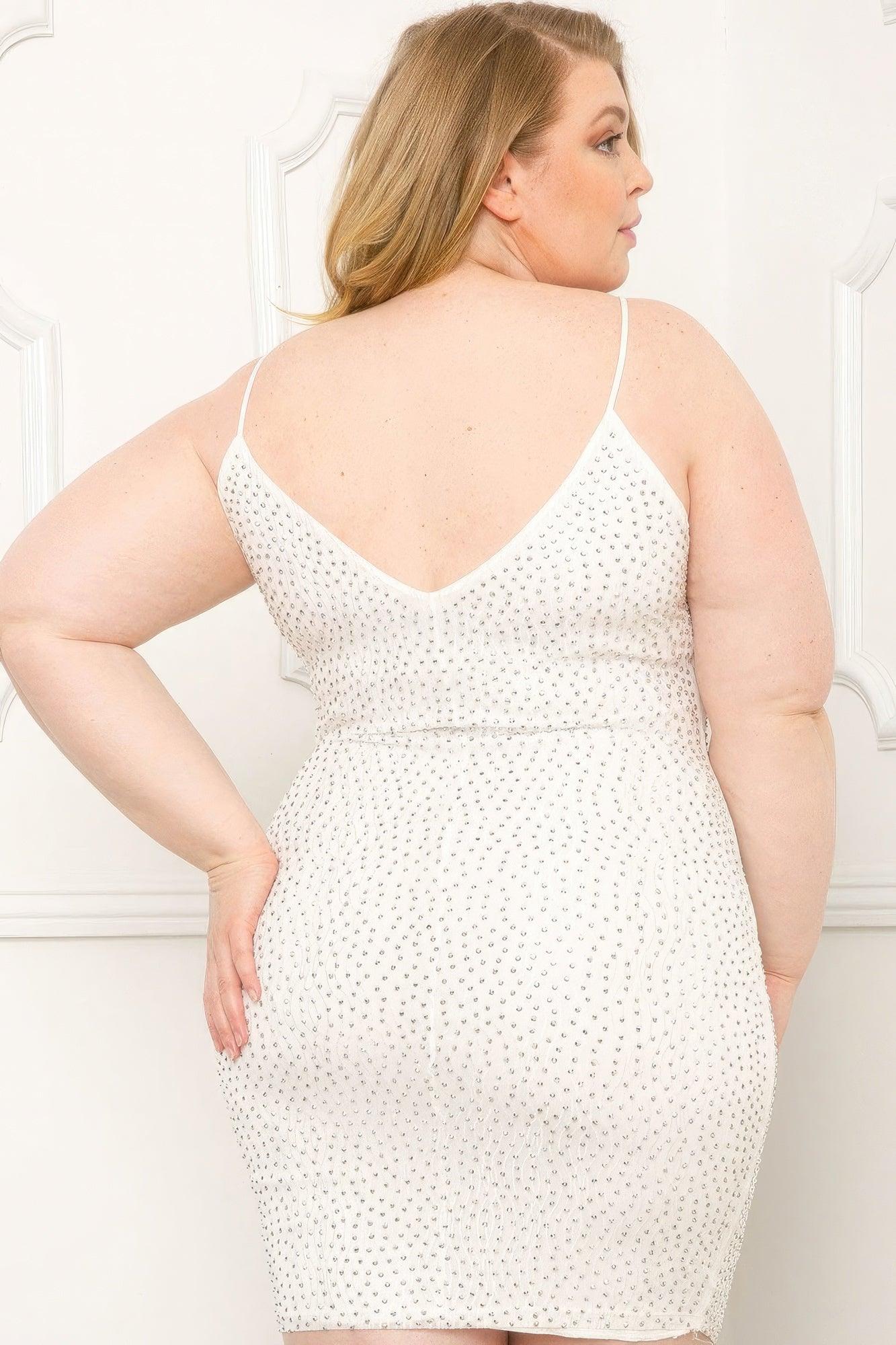 Rhinestone Body Plus Size Mini Dress - AMIClubwear