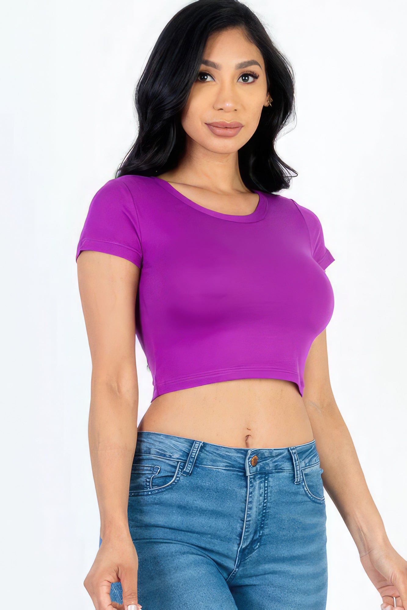 Short Sleeve Roundneck Crop Top