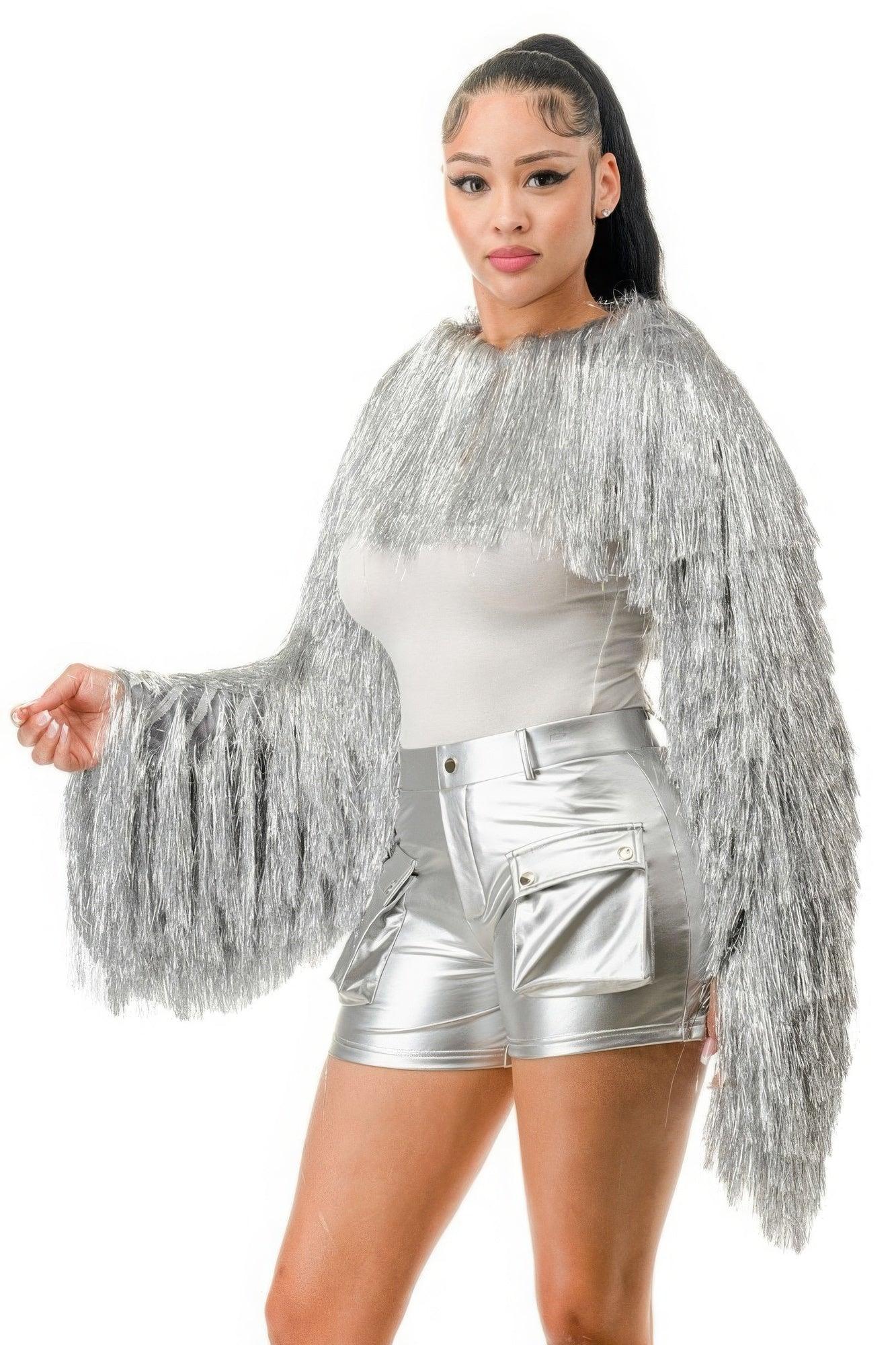 Metallic Tinsel Bolero - AMIClubwear