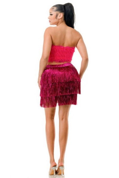 Fringe Metallic Skirt - AMIClubwear