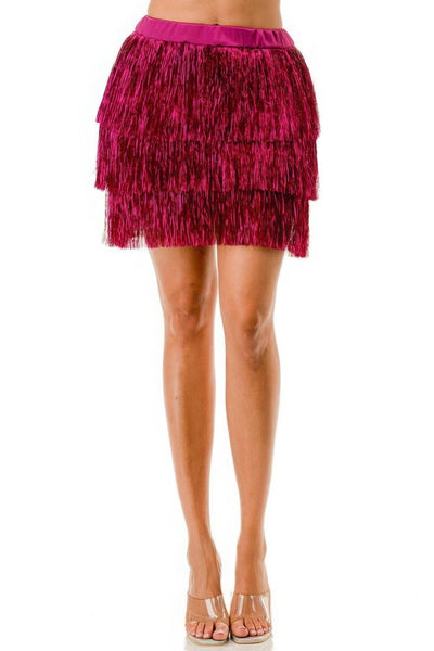 Fringe Metallic Skirt - AMIClubwear