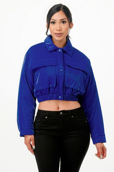 Shiny Puffer Bomber Jacket - AMIClubwear