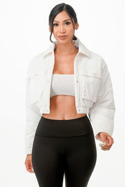 Shiny Puffer Bomber Jacket - AMIClubwear