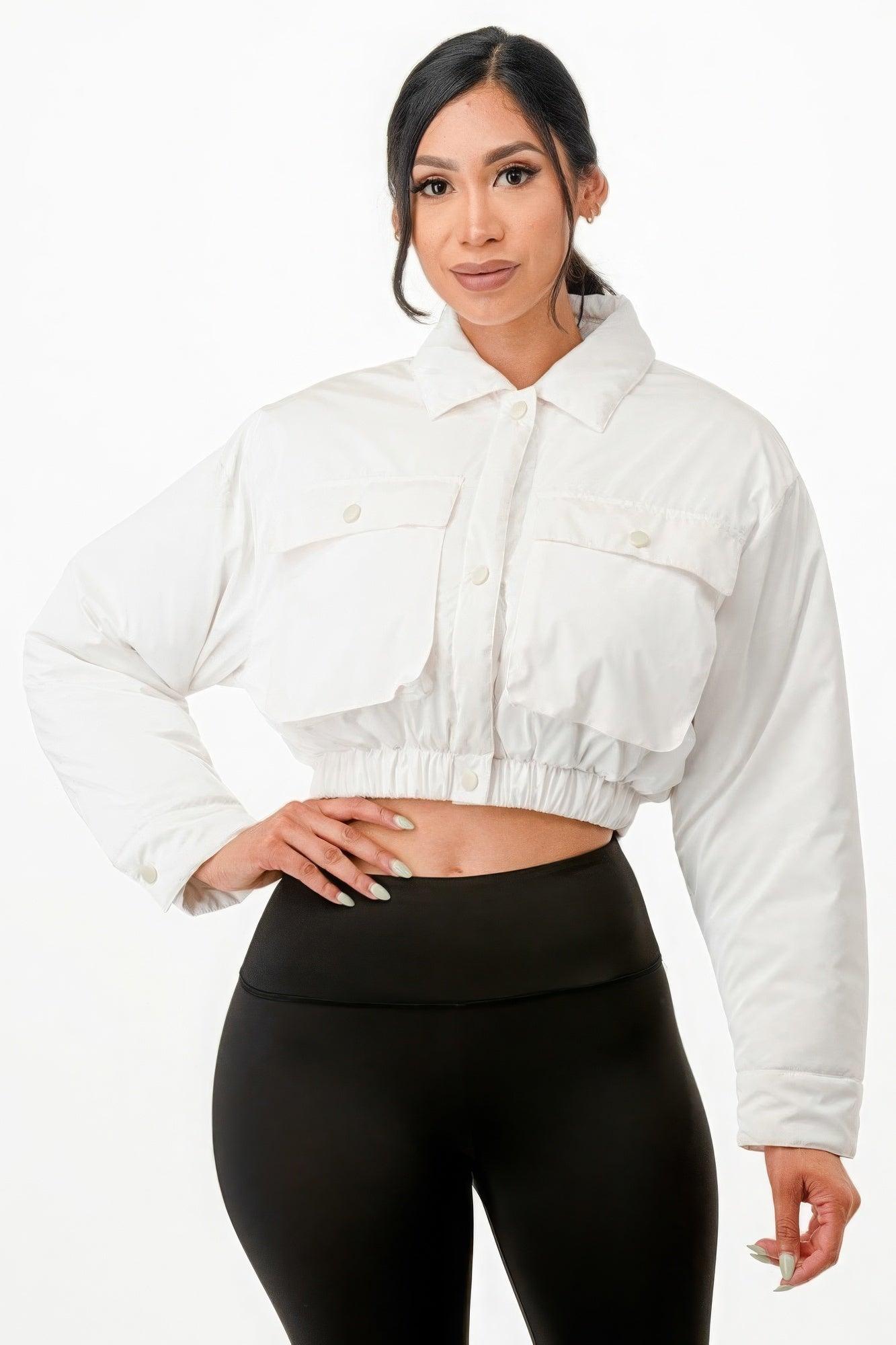 Shiny Puffer Bomber Jacket - AMIClubwear