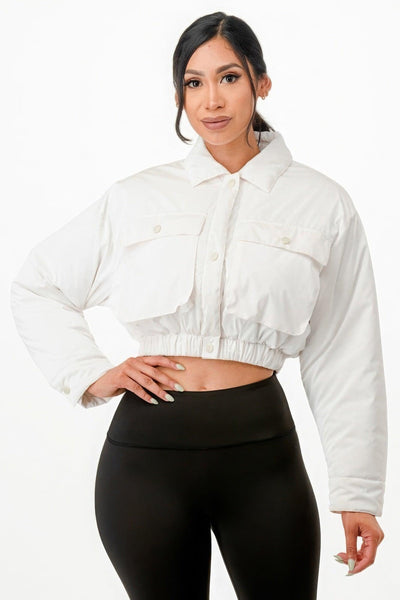 Shiny Puffer Bomber Jacket - AMIClubwear