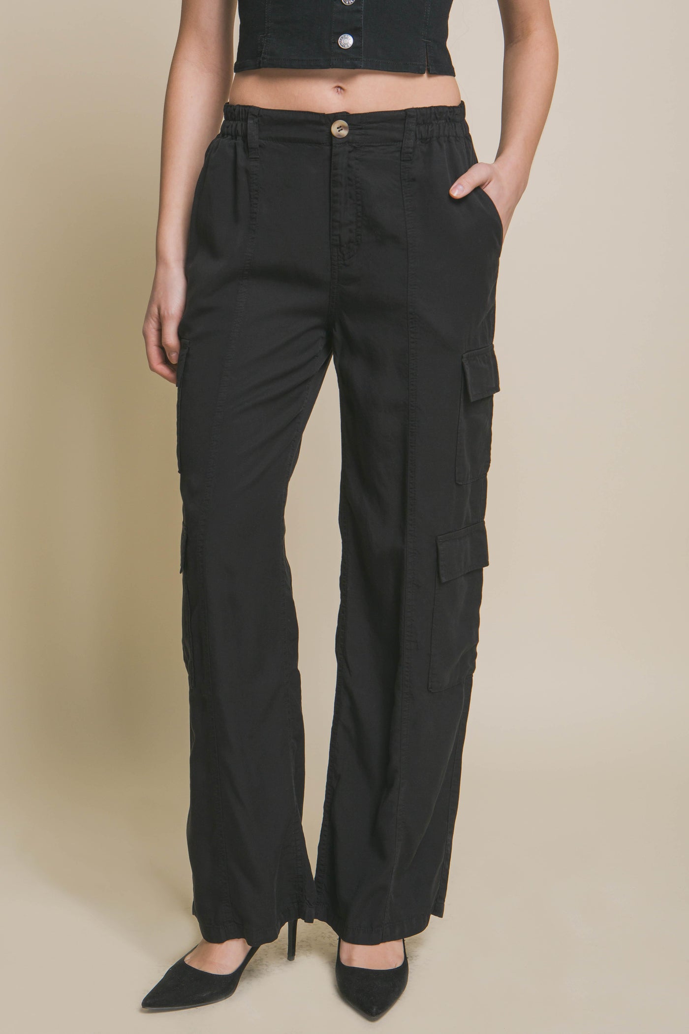 Full-length Tencel Pants With Cargo Pockets - AMIClubwear