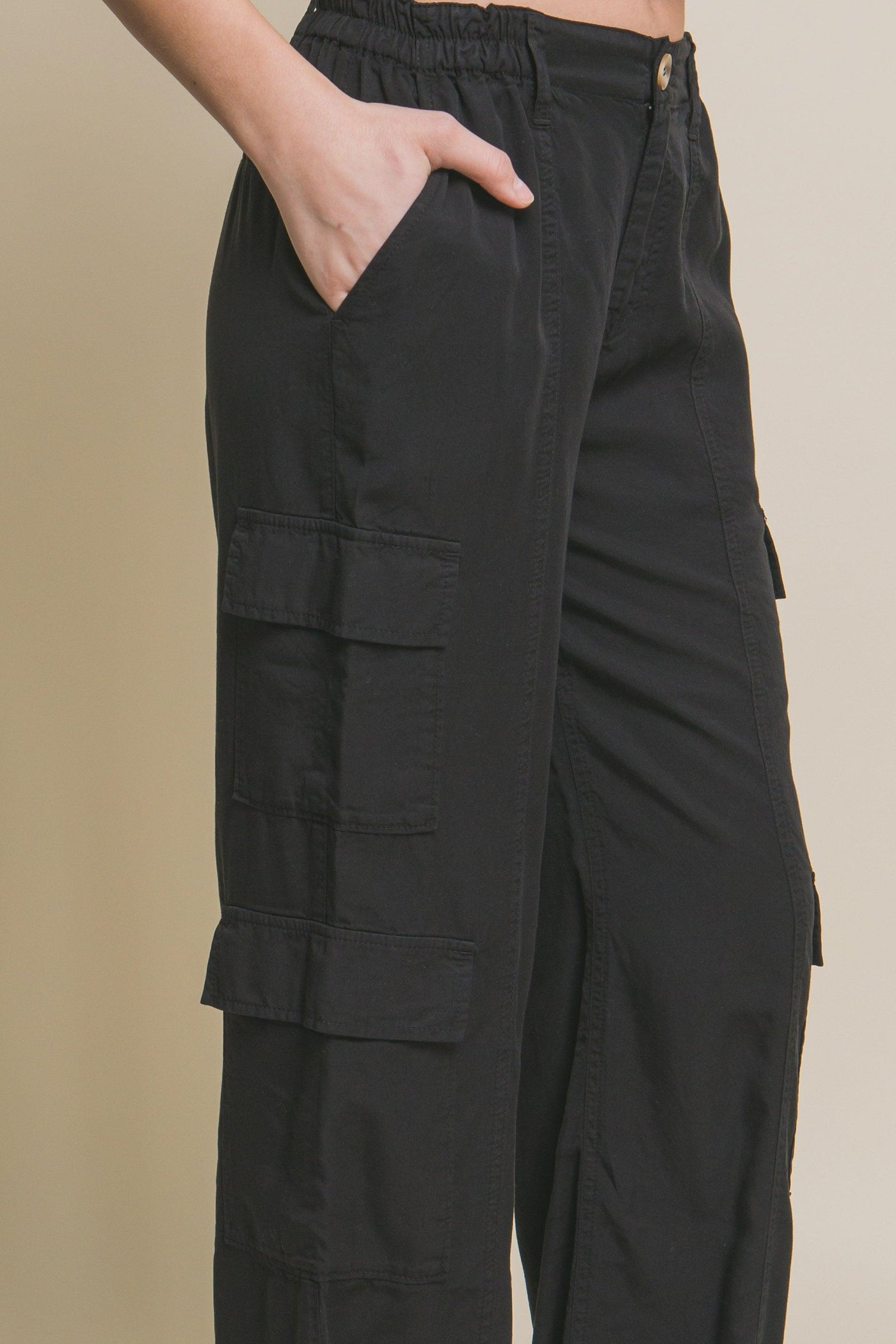 Full-length Tencel Pants With Cargo Pockets - AMIClubwear