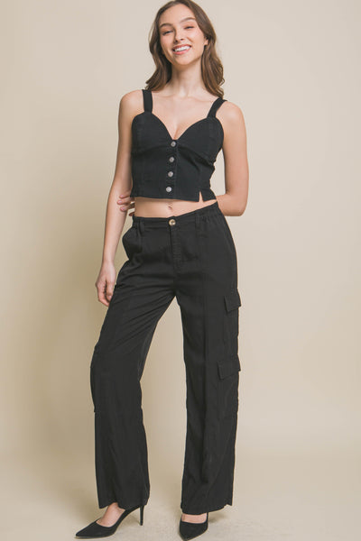 Full-length Tencel Pants With Cargo Pockets - AMIClubwear