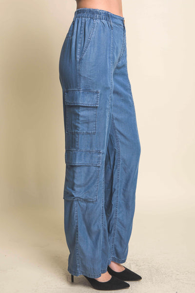 Full-length Tencel Pants With Cargo Pockets - AMIClubwear