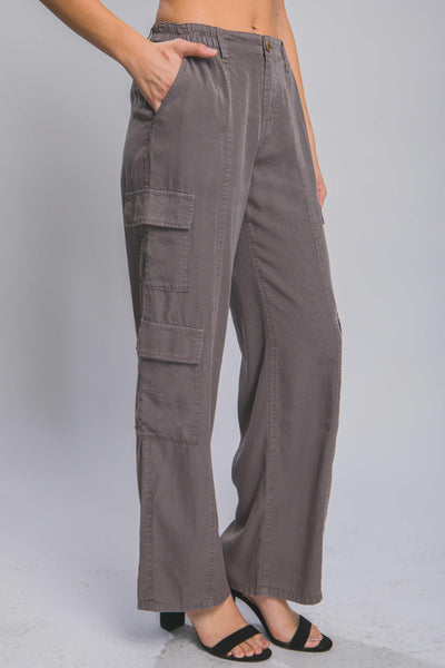 Full-length Tencel Pants With Cargo Pockets - AMIClubwear