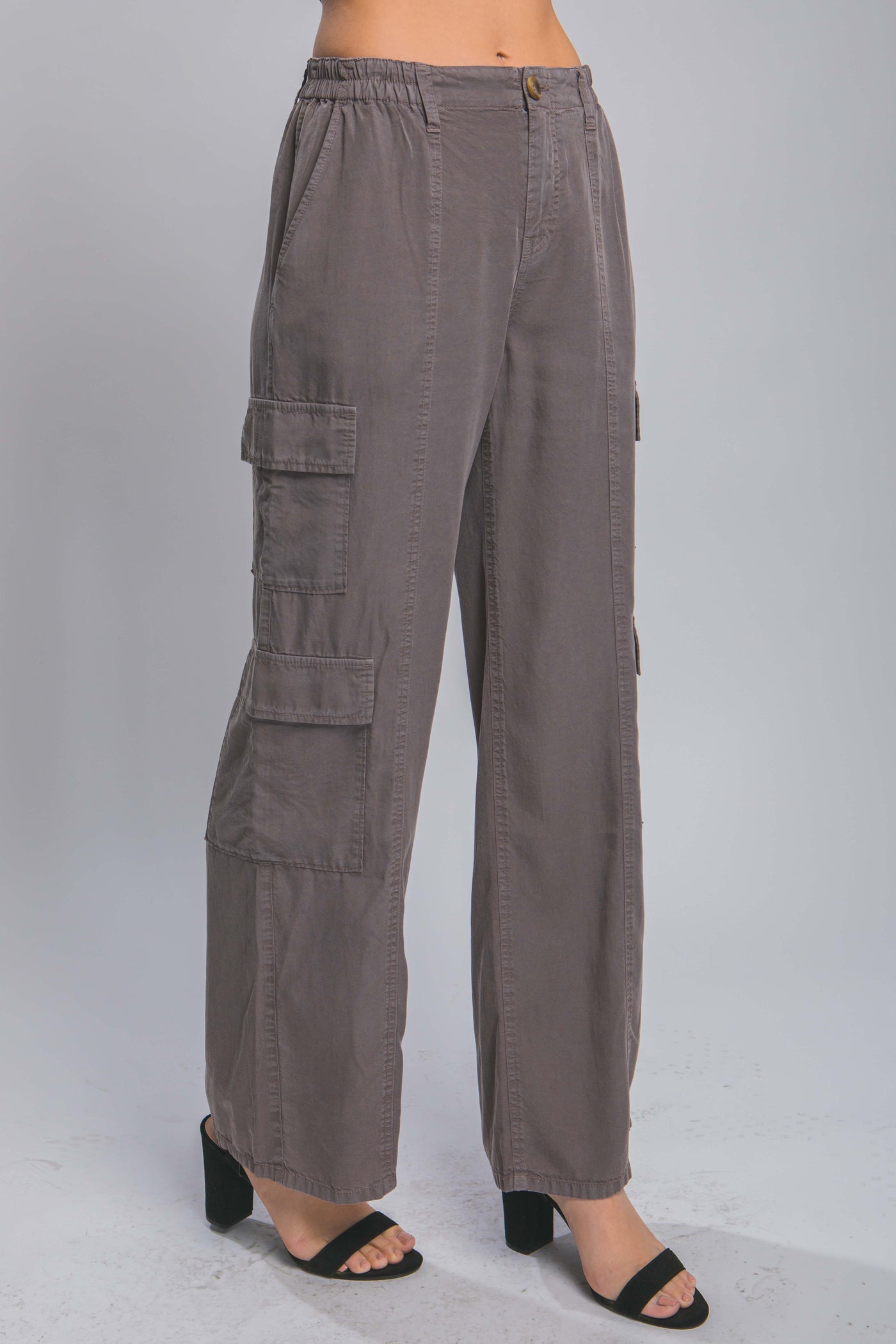 Full-length Tencel Pants With Cargo Pockets - AMIClubwear