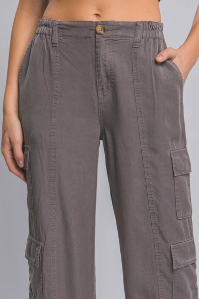 Full-length Tencel Pants With Cargo Pockets - AMIClubwear