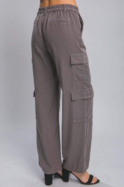 Full-length Tencel Pants With Cargo Pockets - AMIClubwear